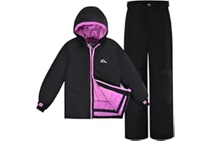 SMONTY COZY Girls Snowsuit With Hood Water-repellent Ski Suit Windproof Winter Suit