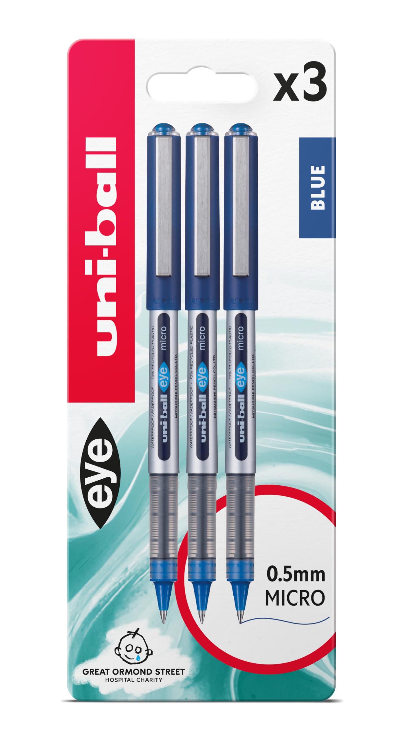 UB-150 Eye Micro Rollerball 3pc Blister Blue Plastic Free Packaging