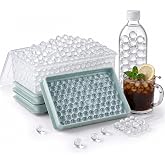 Mini Ice Cube Trays with Lid &amp; Bin, Tiny Pebble Ice Balls for Coffee | Make 208 Mini Ice Balls with 2 Trays, Easy Release, Stackable, Scoop Included, for Iced Coffee, Drinks and Daily Use