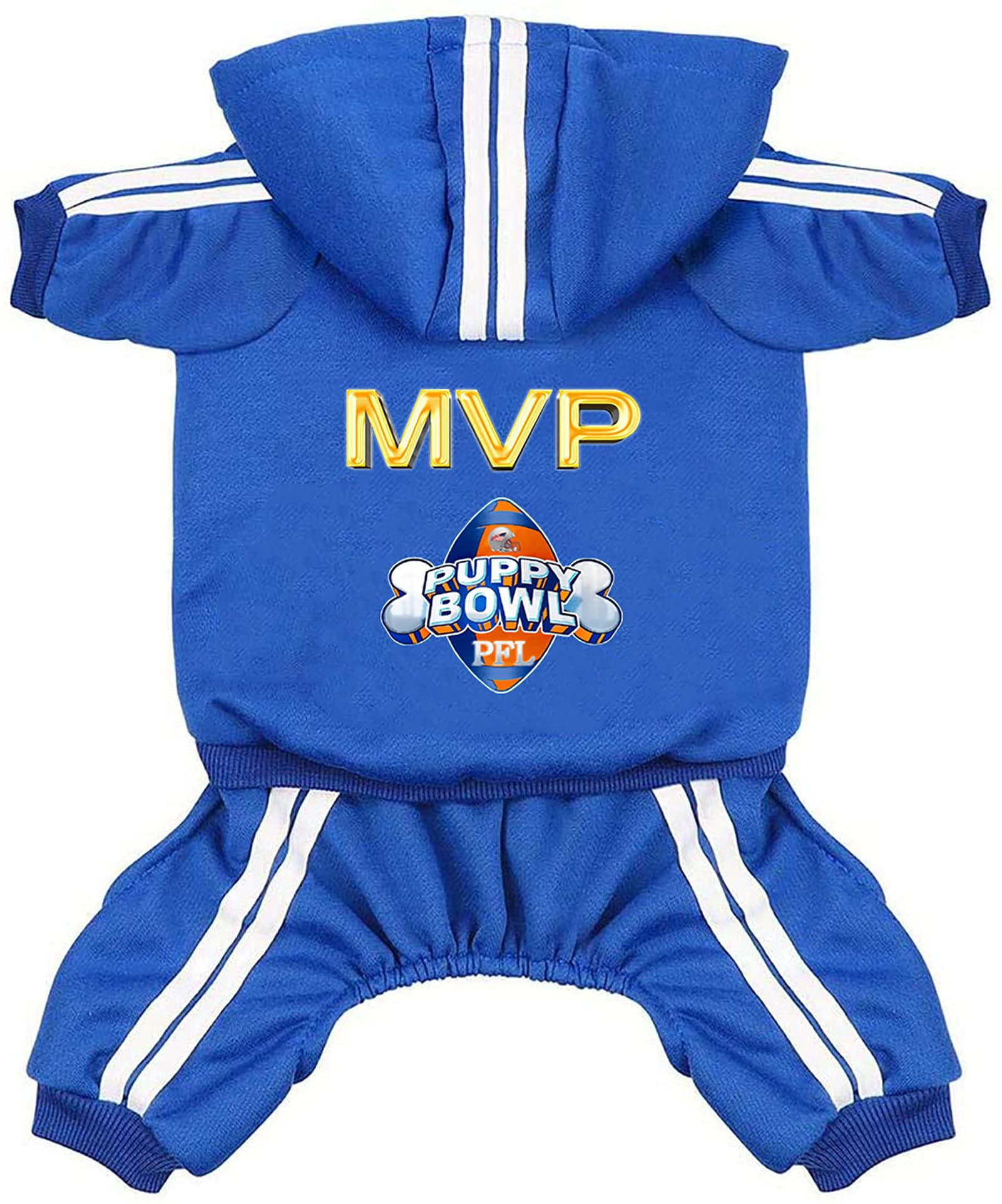 Dog Hoodie Dog Hoodies for Small Dog Clothes Apparel 4 Legs Jumpsuit Football MVP Fleece Sweater Winter Sweat Shirt Warm Cotton Hoodie for Small Dog Medium Large Dog Cat Blue XS