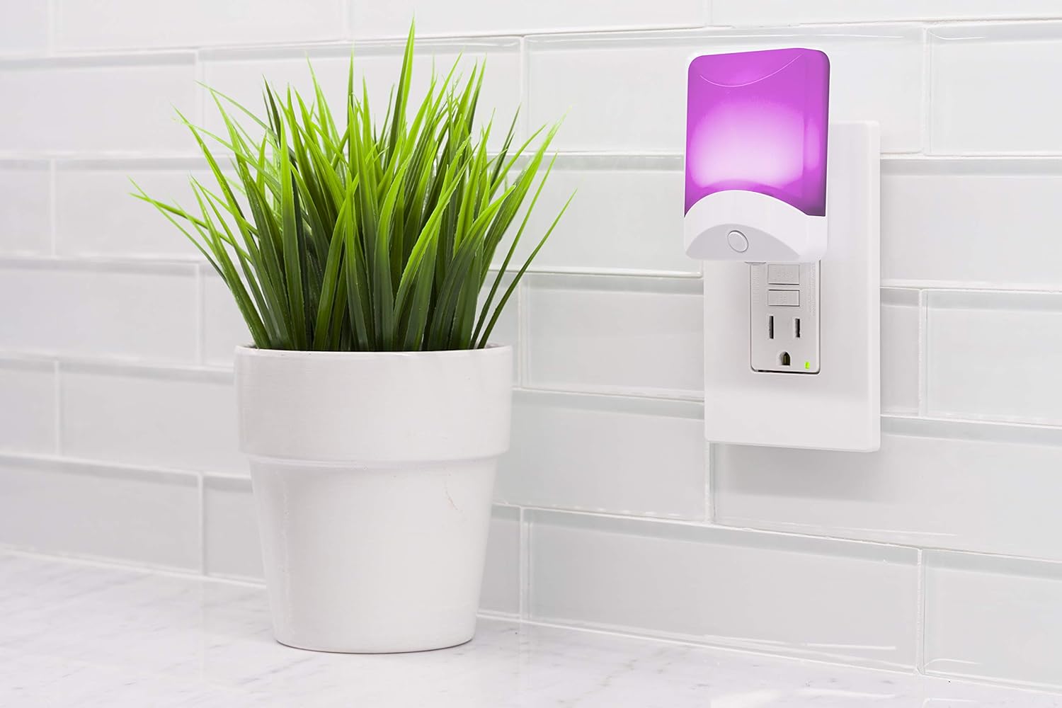 GE Color-Changing LED Night Light, 2 Pack, Plug-in, Dusk-to-Dawn, Home Décor, for Kids, Ideal for Bedroom, Bathroom, Nursery, Kitchen, Basement, White Base, 46722: Home Improvement