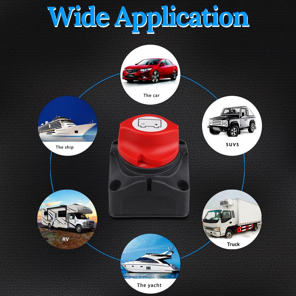 WATERWICH DC 8-60V Battery Disconnect Switch Cut/Shut off Marine Battery Switch 275/1250 Amp Waterproof for Ship Boat Small Yacht RV Camper Truck Car Vehicle(On-Off Switch): Automotive