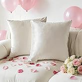 Demetex 26x26 Pillow Covers Beige Decorative Velvet Throw Pillows for Couch Soft Plush Euro Pillow Shams for Wedding Party Valentines Day, Set of 2, 26 x 26 inch, Ivory