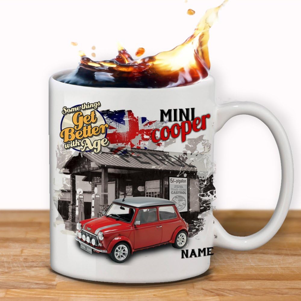 KRAFTYGIFTS Personalised Red Mini Cooper Classic Car Collector Mug Cup