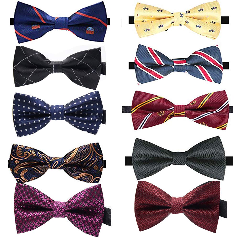 CRIVERS 10pc Elegant Adjustable Pretied bow ties for Men Boys in