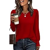 XIEERDUO Blouses for Women Dressy Casual Long Sleeve Shirts Fashion Clothing Puff Sleeve Tunic Tops with Smocked Cuffs