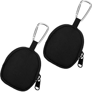 2PCS Small Change Purse for Coins, Mini Black Nylon Coin Pouch with Triangle Buckle, Portable Compact Pocket Round Zipper Coi