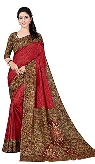 womens malgudi soft silk saree with unstitched blouse piece