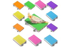 Reginary 12 Pcs Bird Perch Stand Toy Wood Parrot Stand Platform Colorful Paw Grinding Playground Rat Bird Cage Accessories for Pet Parrot Cockatiels Lovebirds, 6 Colors
