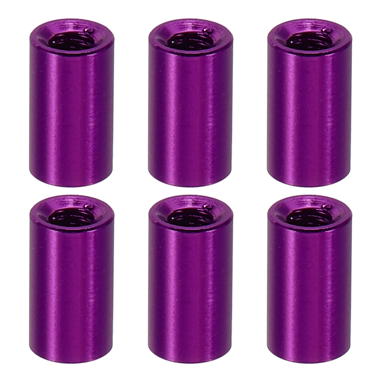 PATIKIL 12pcs M3 Metal Threaded Standoff Spacer Nuts, Round Aluminum Spacers Female Coupling Screws, 1/8" ID x 3/16" OD, Purple 3x5x10mm