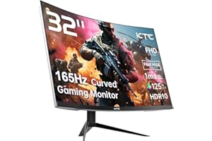 KTC 32 Inch FHD 1080p Curved Gaming Monitor - VA 1500R Curved Monitor, 165Hz 1ms MPRT, FreeSync & G-Sync, 122% sRGB, DP/HDMI,