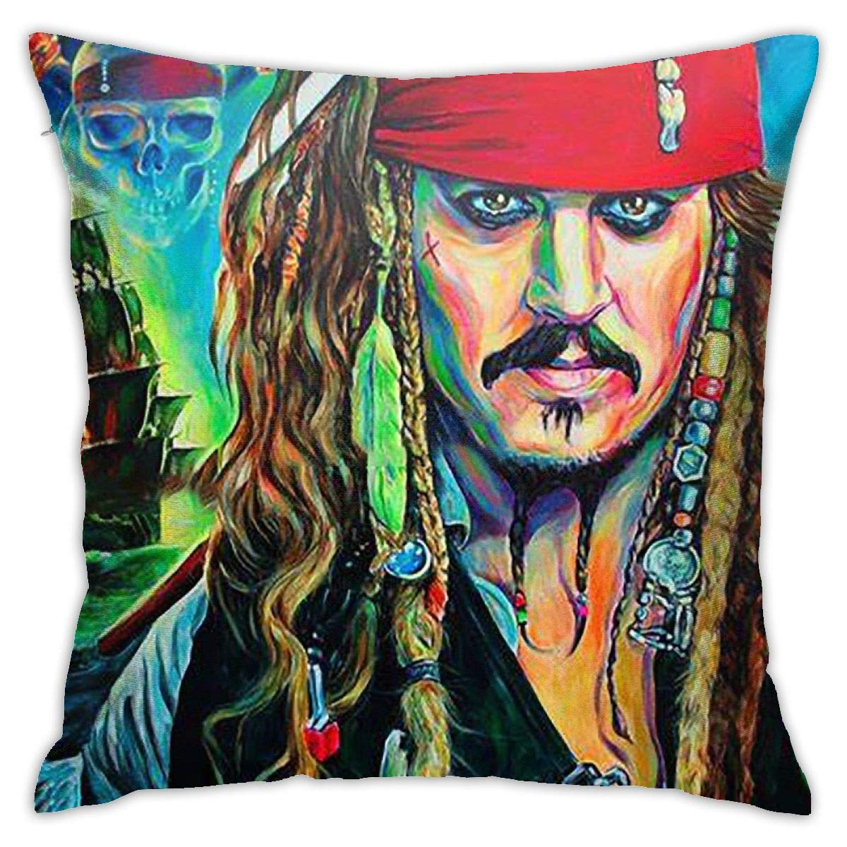 XINPULONG Johnny-Depp Pillow Case Pirate Pillowcase Generalduty Casual Multicoloured Pillowcase Size 18 X 18 Inch
