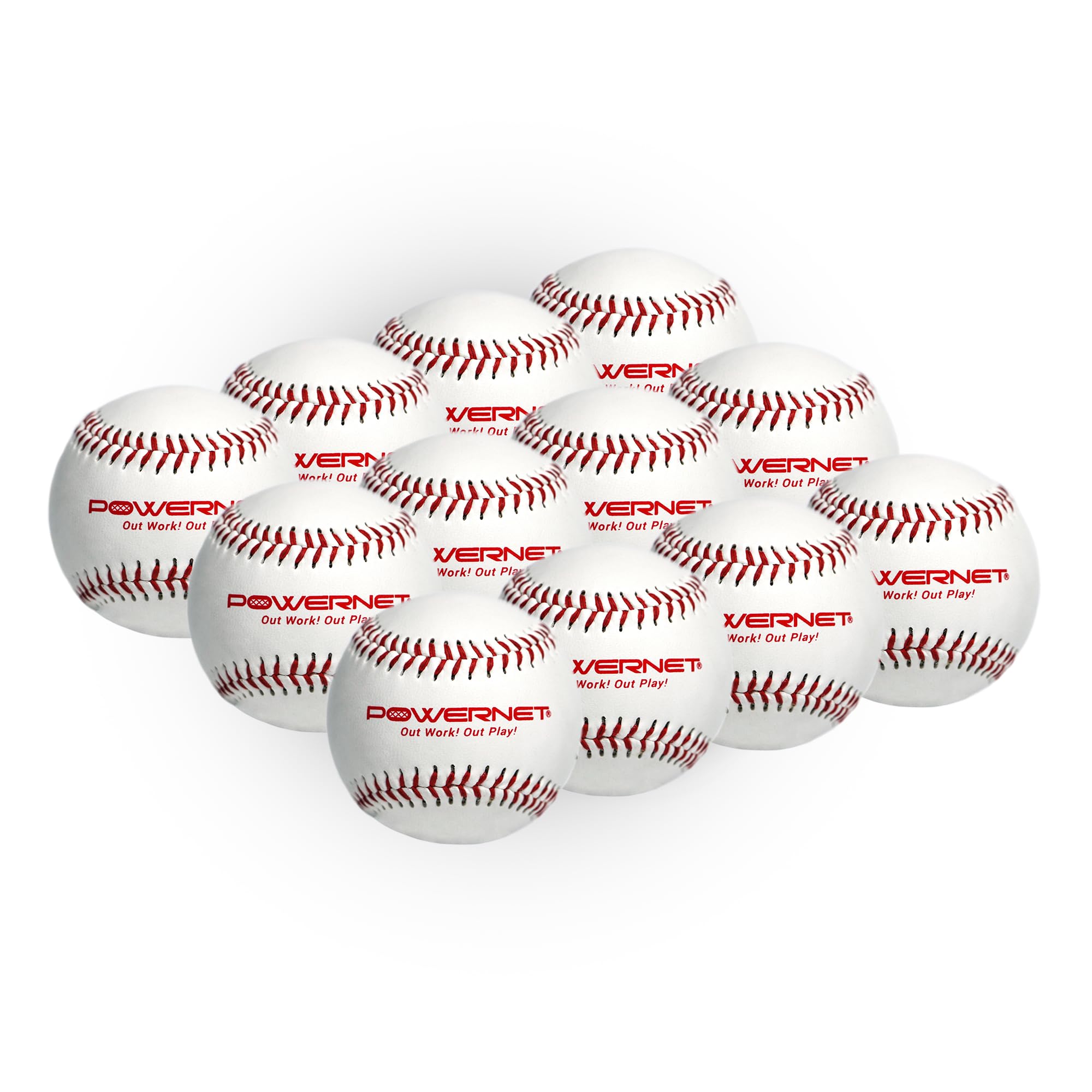 PowerNet Corbin Carroll Practice Baseballs, 12 PK Recreation Grade Regulation Size Balls, Great for Coaches, White Cover with Red Seams