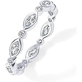 PAVOI 14K Gold Plated Cubic Zirconia Stackable Ring | Marquise Eternity Band For Women | Plated Gold Stacking Ring
