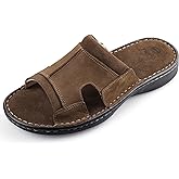 TIESTRA Mens Leather Slide Sandals Comfortable Lightweight Summer Casual Beach Slides for Men Indoor & Outdoor slip on sandals