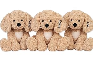 DUCKBE Custom Dog Stuffed Animal with Embroidered Name, Birthday Children’s Day Gifts for Baby Toddler, Personalized 14 Inch 