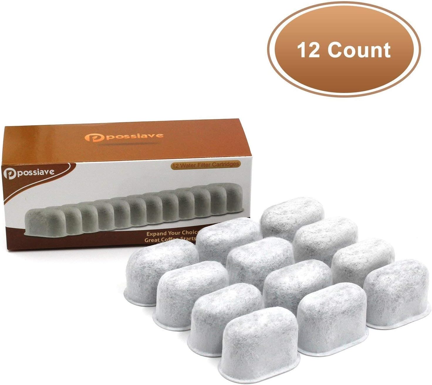Possiave 12-Pack Cuisinart Compatible Charcoal Water Filter Replacement - for all Cuisinart Coffee Machines: Kitchen & Dining