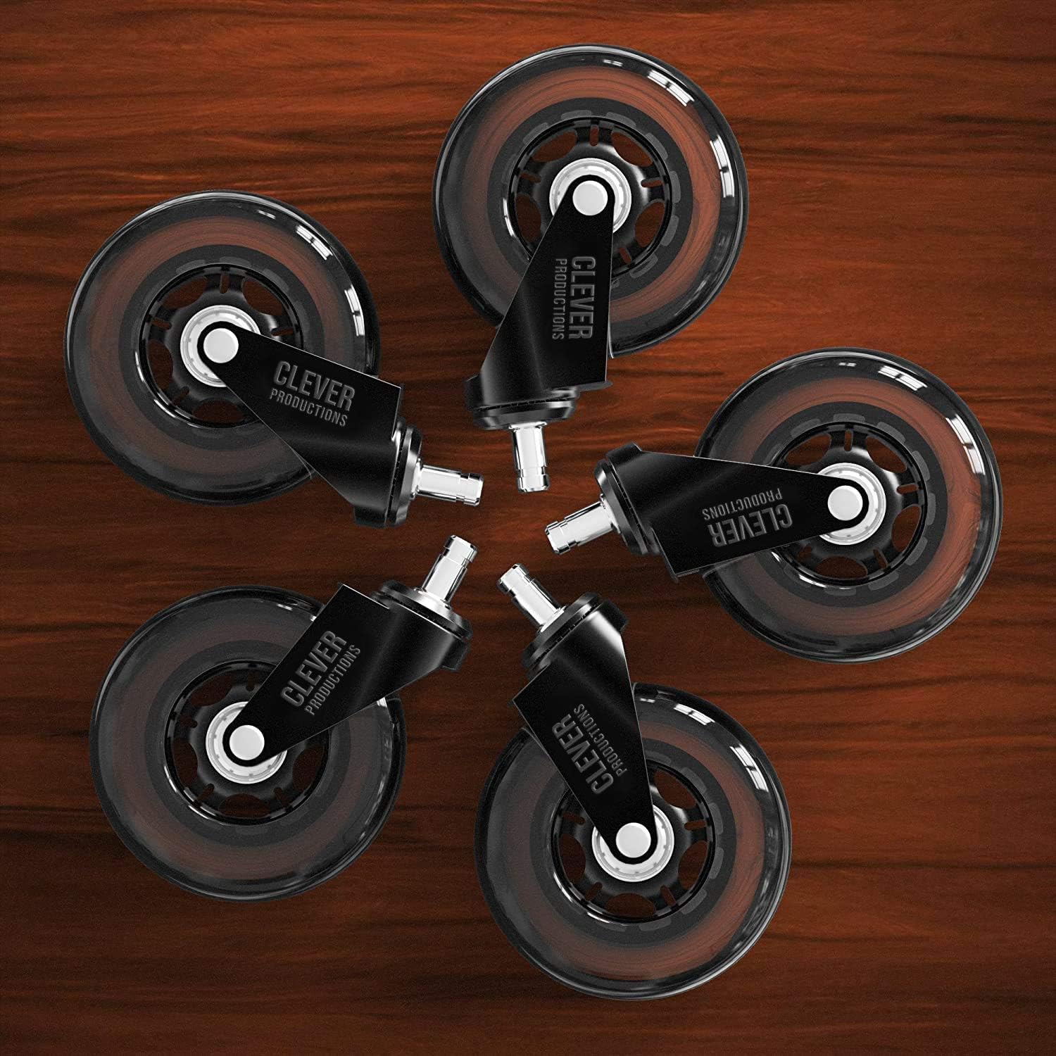 Caster Chair Wheels Office Replacement Set of 5 | 99% Universal Fit Rollerblade Style 3 Inch by Clever Casters | No Floor Mat Heavy Duty Protection for Hardwood Tile Vinyl Carpet: Furniture & Decor