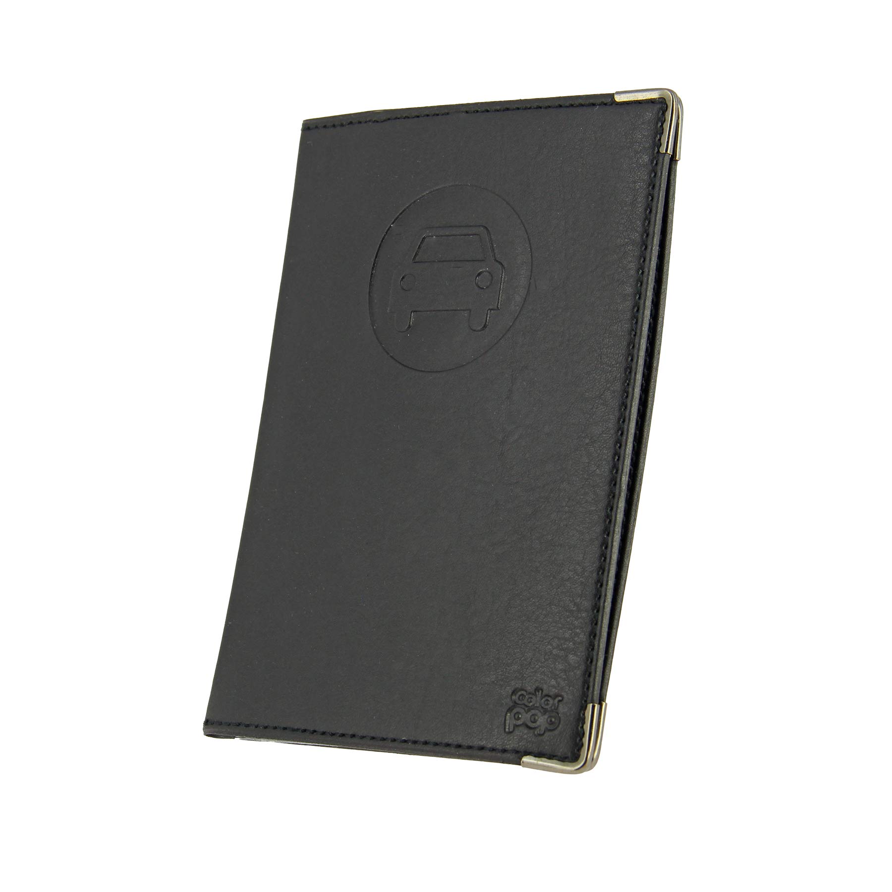 Color Pop Porte-Papiers Véhicule Coloris Noir + Étui Transparent pour Carte Grise, Noir