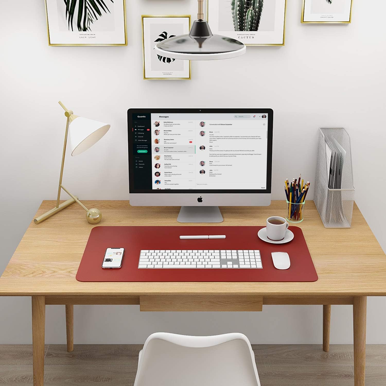 AMERIERGO Dual-Sided Desk Pad - 31.5 Inch x 15.7 Inch Desk Mat, PU Leather Waterproof Desk Cover Protector, Non-Slip Desk Writing Mat for Office & Home : Office Products