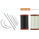 SALE! Upholstery Repair Kit! Coats & Clark Extra Strong Upholstery Thread 1 Naturel Spool, 1 Black Spool (150-Yard) Includes a Set of Heavy Duty Assorted Hand Needles, 7-count