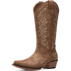 DREAM PAIRS Women's Cowboy Cowgirl Western Boots | Square Toe Mid Calf Boots Chunky Heels Shoes Fashion Dress for Country Con