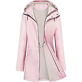 UNIQUEBELLA Rain Jackets for Women Waterproof, Raincoat Long Hooded Rain Coats Outdoor Windbreaker Trench Coat