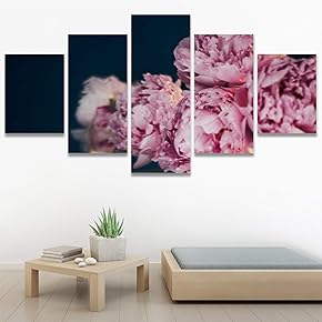 SIGNWIN 5 Panel Canvas Wall Art Pink Arrangement...