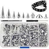 354 Pieces Punk Spikes and Studs Kit - 8 Sizes Cone Spikes, Metal Tree Spikes Studs for Leathercraft, Punk Clothing DIY Accessories (Silver)