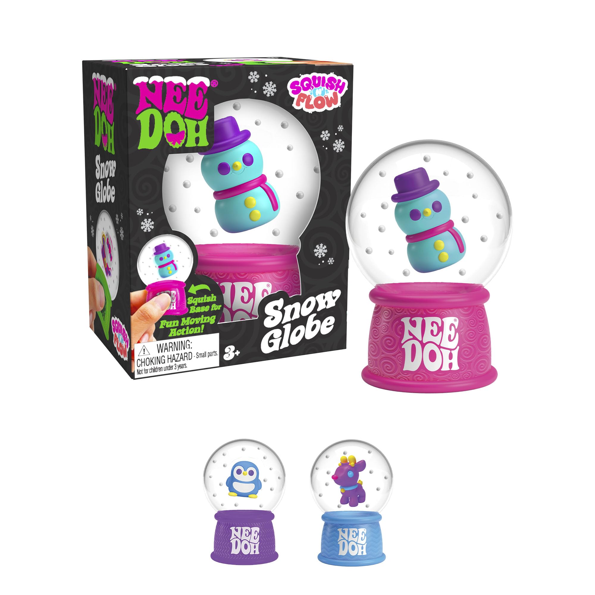 Schylling NeeDoh Squishmas Squish N' Snow Globes - Christmas Squeeze Toy - Assorted Colors - Ages 3 to Adult (Pack of 1)