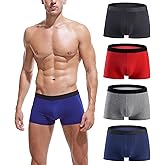 Robesbon Mens No Ride-up Boxer Briefs Stretch Comfortable Breathable Cotton Underwear 4 Pack