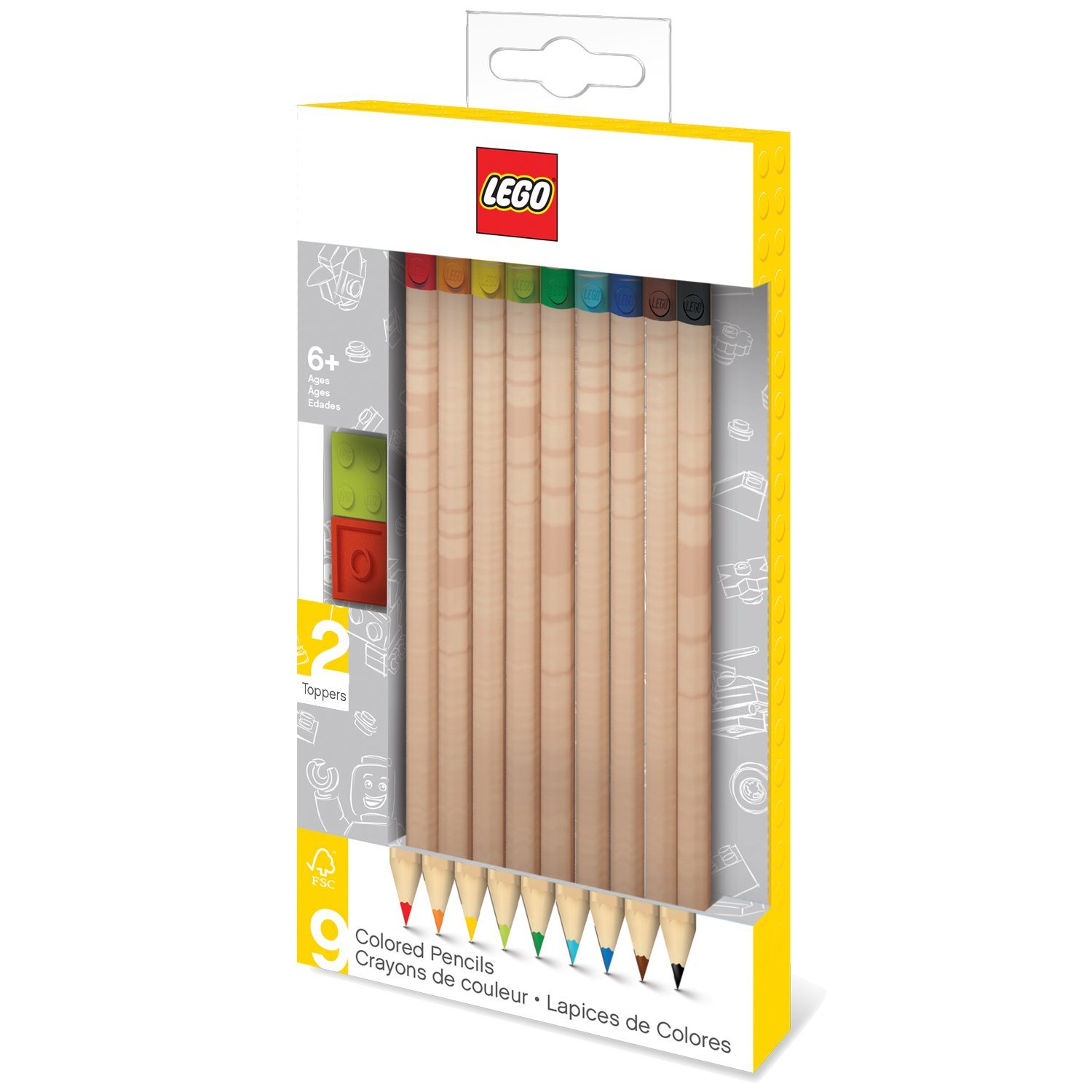 LEGO Colored Pencil With Brick Toppers