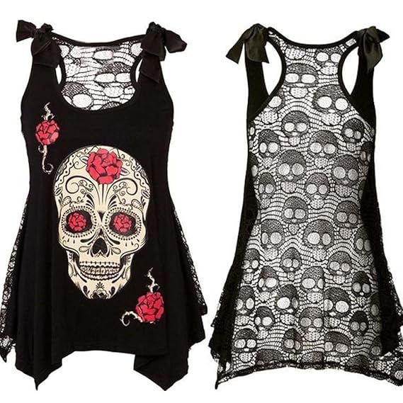 Aberimy Damen Sommer Oberteile Tops Frauen T Shirt Mode Totenkopf