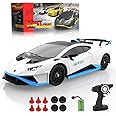 LUXOS RC Lamborghini Remote Control Car, 1:18 Scale Official Licensed Lamborghini Toy Car, 2.4Ghz RC Drift Car Toys for Boys Age 6-8 4-6 8-12 Year Old Birthday Gift Ideas, Drift Race Cars (White)