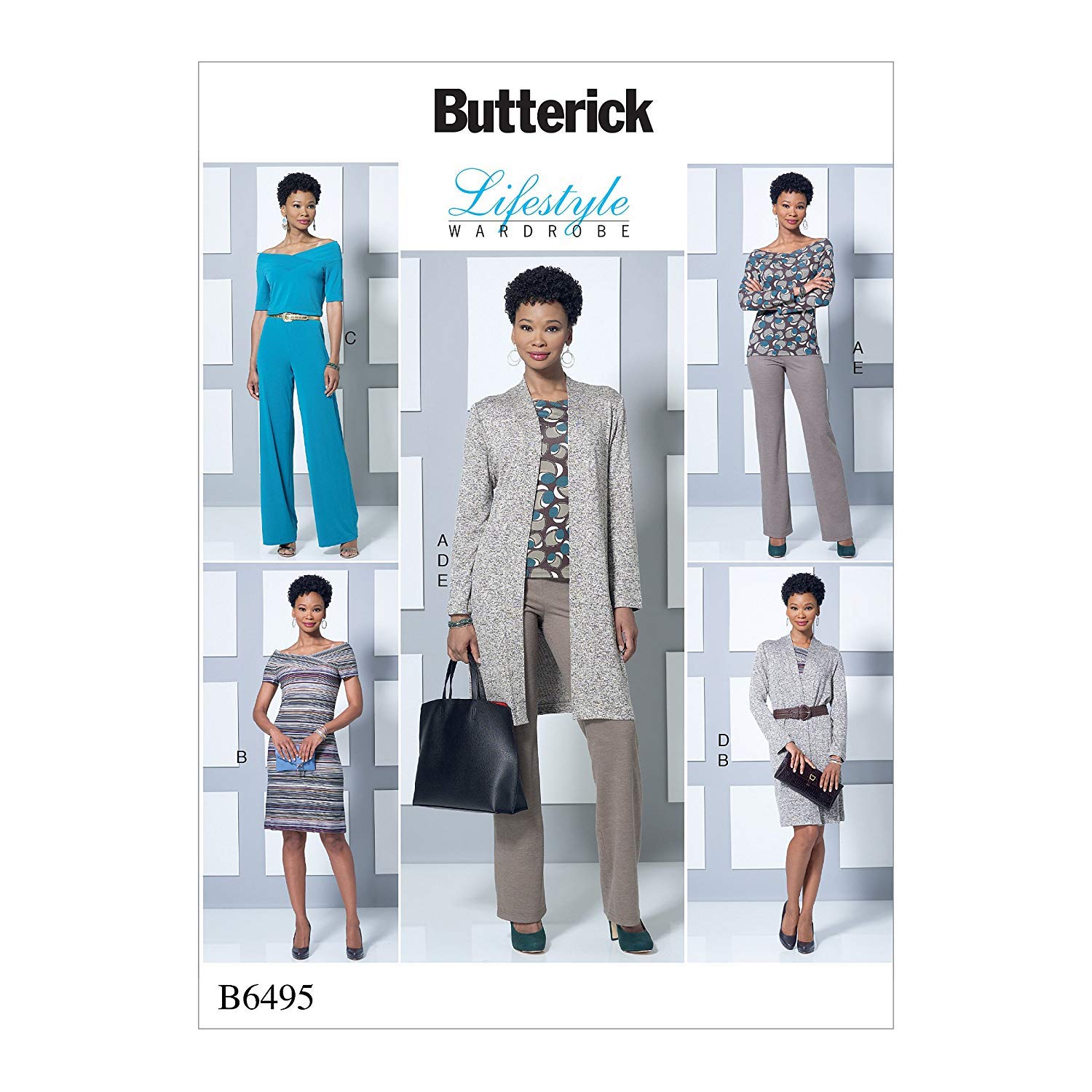 Butterick Patterns 6495 ZZ Misses Top/Dress/Jumpsuit/Jacket and Pants Sewing Pattern, Multi-Colour, Sizes Large - 2X-Large