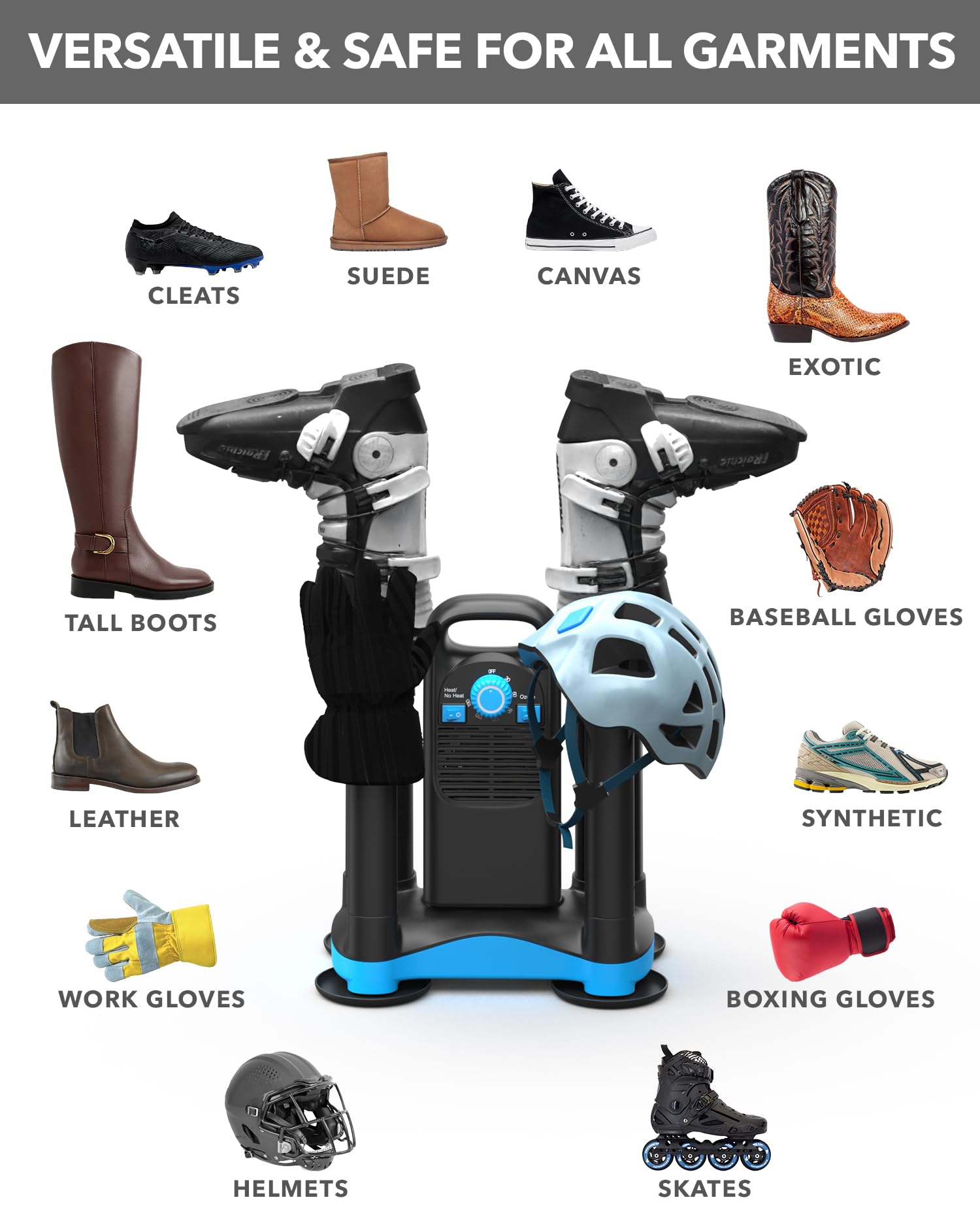 Everlasting Comfort Upgraded Boot Dryer for Work Boots with Ozone Deodorizer - Fast Drying Compact Easy-to-Use Shoe Warmer Adjustable Tube Design - Fast Drying Shoes Dryers for Sneakers & Gloves, Ski Gears (2 Pair)