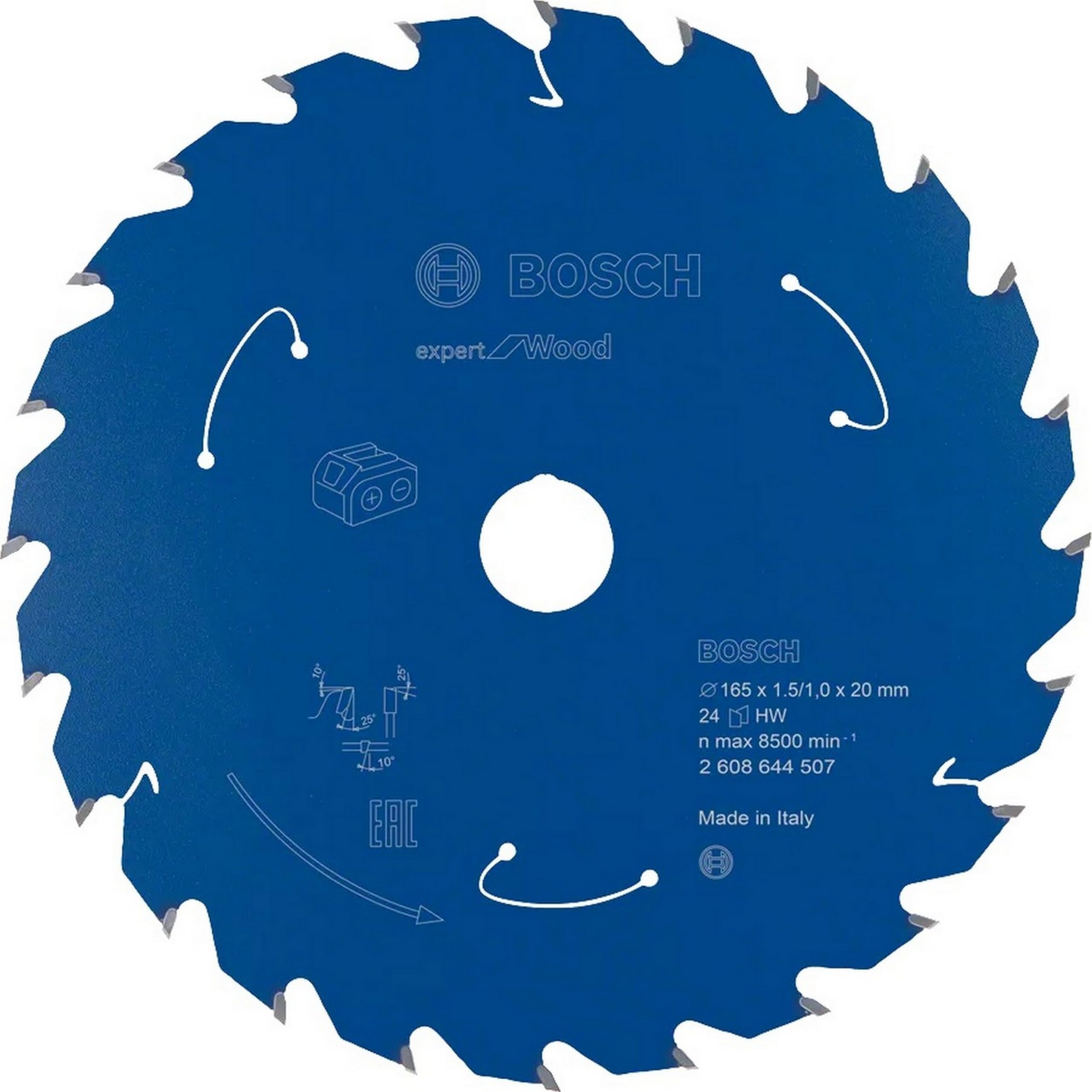Bosch Professional Circular Saw Blade Expert (for Wood, 165 x 20 x 1.5 mm, 24 Teeth; Accessories: Cordless Circular Saw) 2608644507