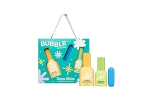 Bubble Skincare Snow Globe Morning Routine Travel Skincare Set - Gift Set Includes Day Dream Vitamin C Serum, Morning Rays Under Eye Serum & Tell All Minty Lip Balm (3 Count)