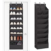 STORAGE MANIAC Over the Door Shoe Organizer Heavy-Duty Large Deep Pocket Hanging Shoe Organizer Shoe Rack Door Closet Shoe Organizer for Wall, Dorm & Narrow Door Storage Shoe Holder Black, 1 Pack