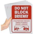 SmartSign (Pack of 5) 12 x 9 inch “Do Not Block Driveway - Unauthorized Vehicles Towed” Sign, Screen Printed, 10 mil Polystyrene Plastic, Red and White, Made in USA