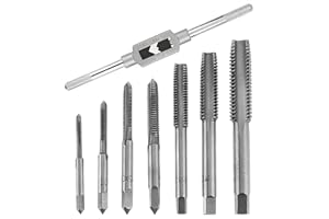 WANGR 8Pcs Bearing Steel Threaded Taps,Screw Tap Set with Straight Groove Taps + Tap Wrenches1/16in-1/2in,M3-M12Tapping Tool