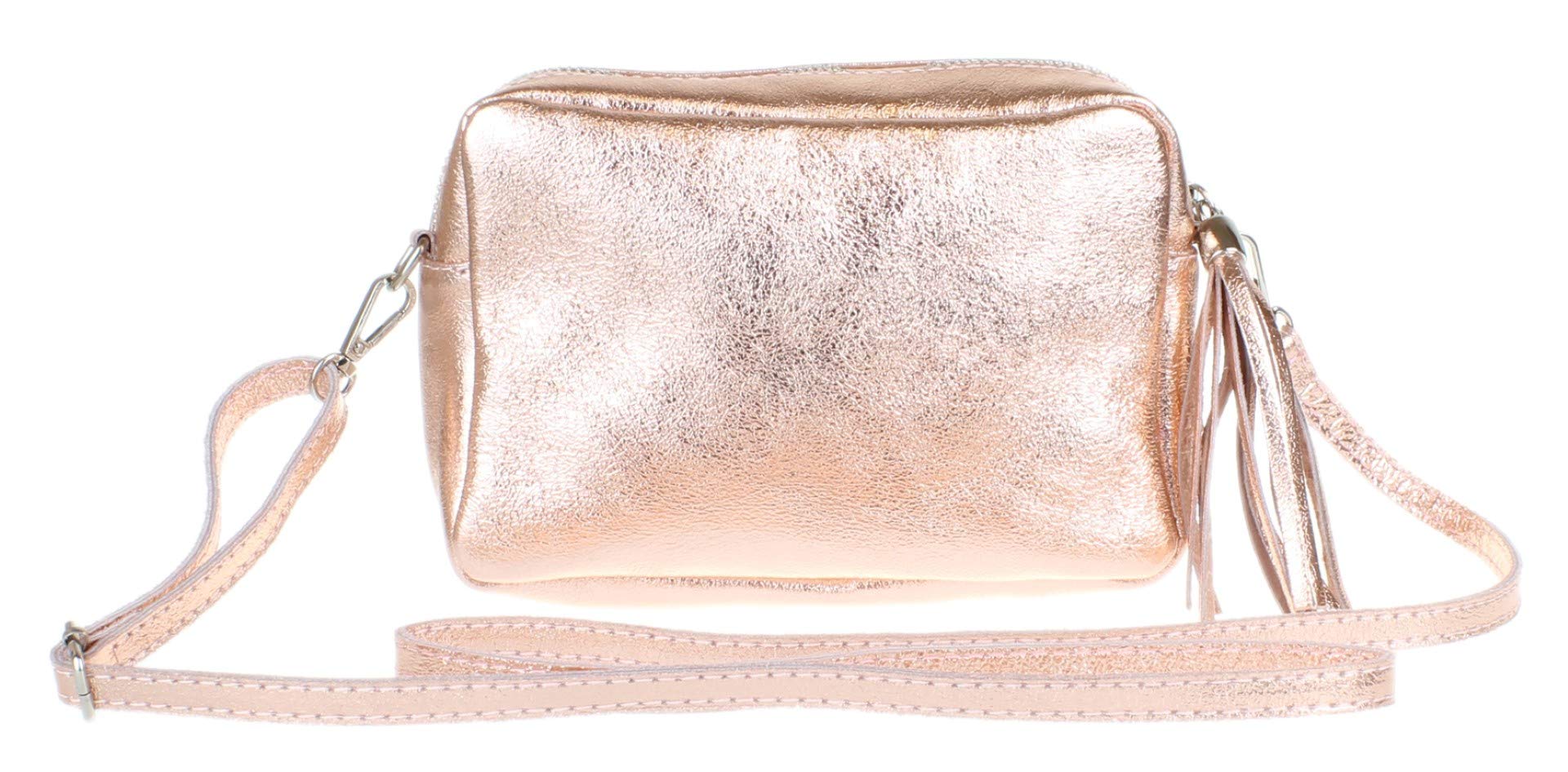 Girly Handbags Womens Tassel Plain Crossbody Bag Adjustable Strap Over the Shoulder - Champagne