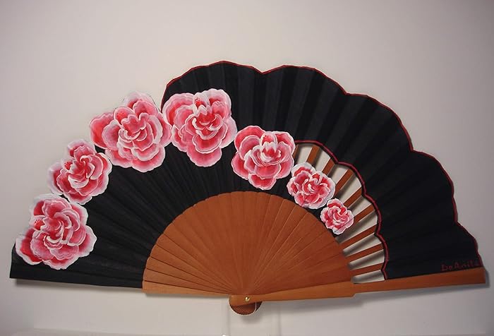 Ventaglio in Doppia Seta Pura con Piume - Fusto in Legno - Jane Austen
