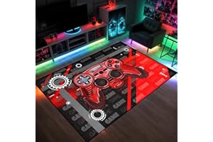 ANGELWARDROBE Gamer Rugs for Bedroom Boys Teens 3D Printed Red Game Gamepad Carpets Living Room Large Mat Home Decor Gaming Controller Black Crystal Floor Polyester Decor Doormats, 47"x39"