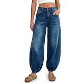 Flowyair Women Barrel Jeans High Waisted Wide Leg Baggy Harem Denim Pants | Balloon Jeans,Jogger Pants, Boyfriend, Y2k Going Out, Denim Pants With Pockets, Loose Fit, Vintage 90s,Casual Trendy