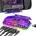 JSAUX RGB Docking Station for Steam Deck (OLED)/ROG Ally/Legion Go, 12-in-1 Steam Deck Dock with 4K@120Hz HDMI DisplayPort Gigabit Ethernet USB C 3.2 USB A 3.2/2.0, SD/TF Slots 3.5mm Jack-Amethyst