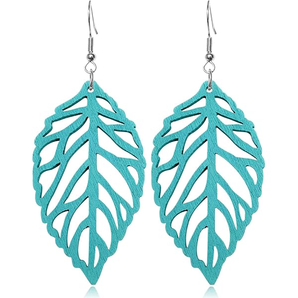 TKS MITLAN White Birch Tree Leather Earrings For Women | Teardrop & Leaf Dangle Earrings, Lightweight, Double-Sided - View #2