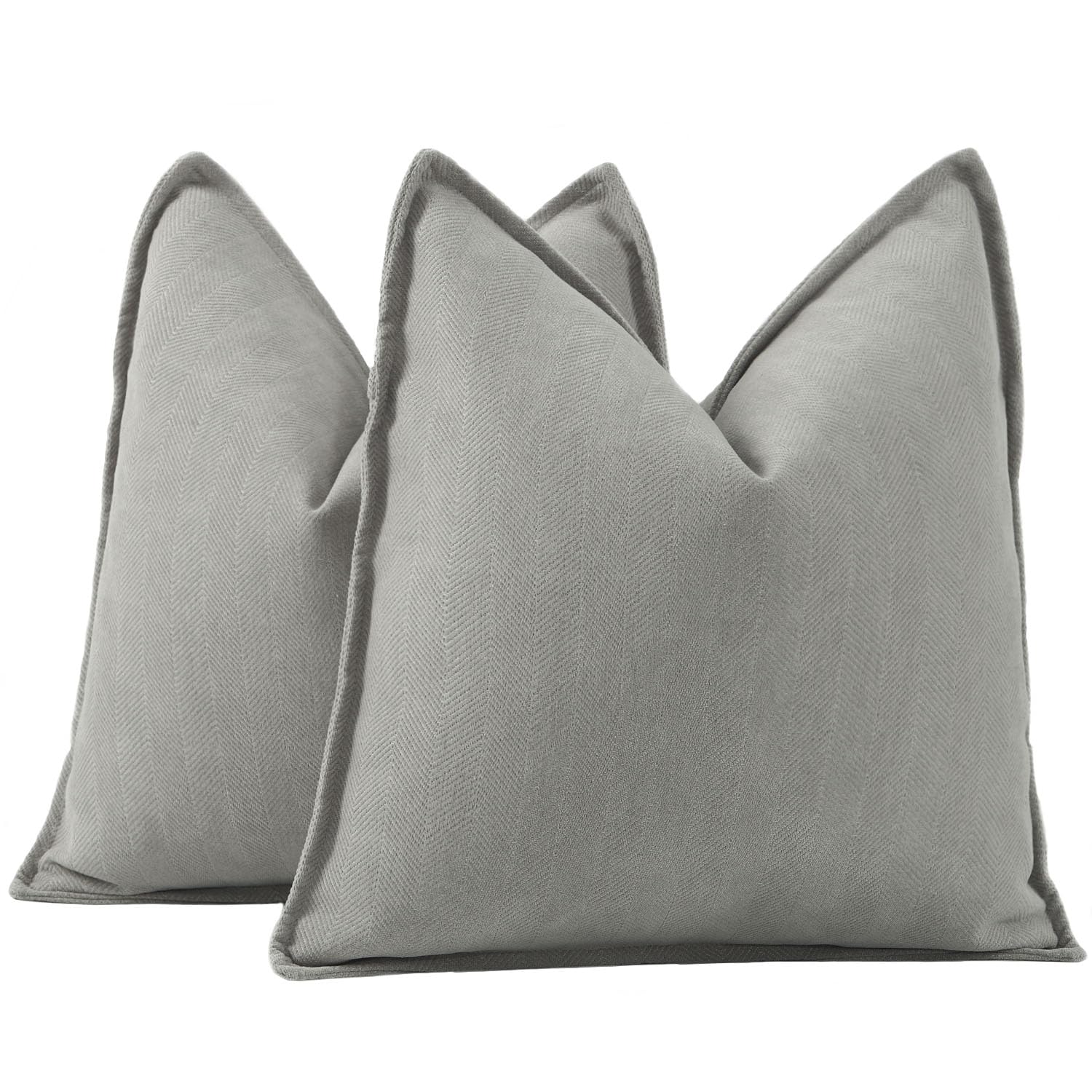 Madizz Textured Chenille Cushion Covers Set of 2 Super Soft Decorative Throw Pillow Covers Boho Pillowcases Modern Home Decor for Sofa Bedroom 18x18 inch, 45x45 cm, Grey