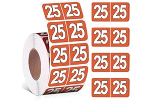 ZZUNKN 500 Pieces 2025 Year Stickers File Folder Year Labels Rectangle Coded Colored Year Stickers Self Adhesive Year Labels Tab File Folders Office Supplies, 1 Roll, 3/4" x 1-1/2" (Orange)