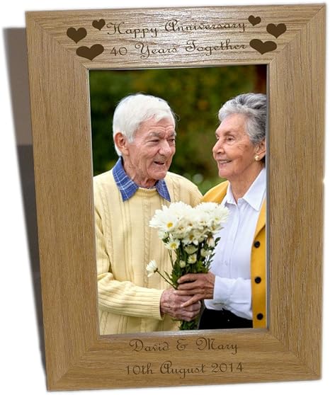 Joyeux Anniversaire 40 Ans Cadre Photo Bois 15 X Gravure Offerte Amazon Fr Jardin